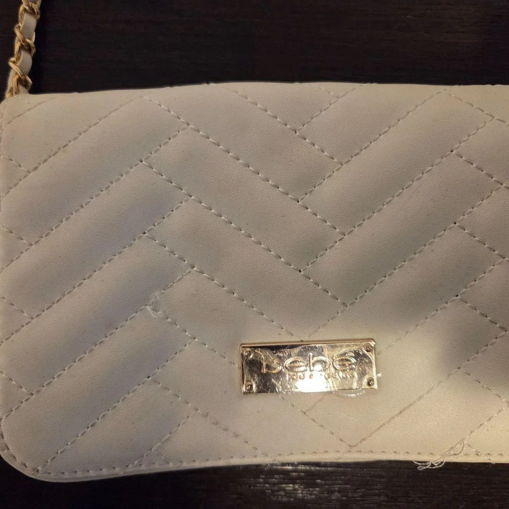 The Bebe Sophia Quilted Crossbody Bag in White